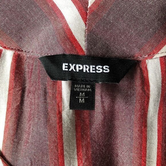 Express Purple Striped Button Down Tie Front Dolman Sleeve Top Medium - Picture 5 of 5